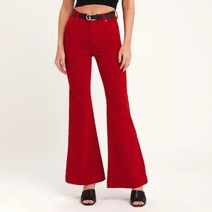 Rolla’s East Coast flare corduroys, red